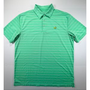 Masters Tech Golf Polo Shirt Green Stripe Embroidered Masters Augusta Mens XL
